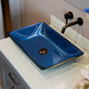 Blue Hand-Foiled Rectangle Glass Vessel Bath Sink TIG-S132-199