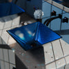 Blue Foiled Square Tempered Glass Vessel Bath Sink TIG-S132-287