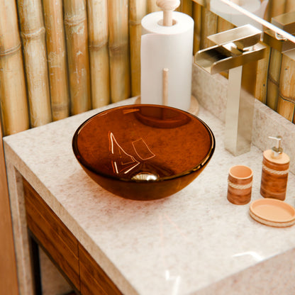 Mini 12" Clear Tea Round Glass Vessel Bath Sink, TIS-168T-12