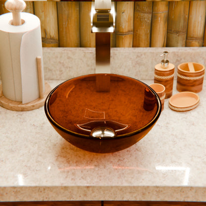 Mini 12" Clear Tea Round Glass Vessel Bath Sink, TIS-168T-12