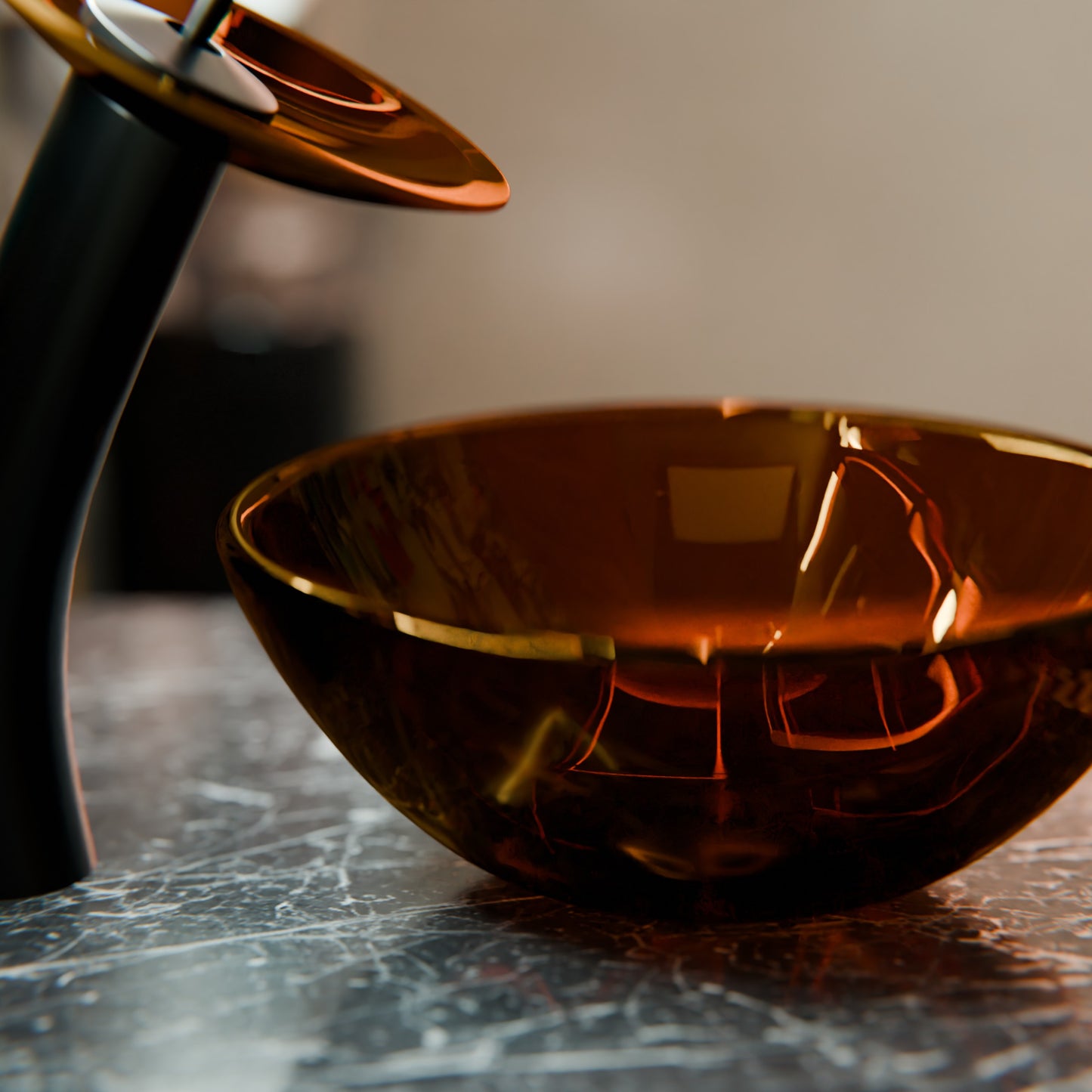 Mini 12" Clear Tea Round Glass Vessel Bath Sink, TIS-168T-12