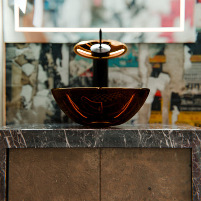 Mini 12" Clear Tea Glass Vessel Sink Combo NSFC-168T-1217003ORB