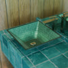 Green Square Tempered Glass Vessel Bathroom Sink TIS-286G