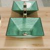 Green Square Tempered Glass Vessel Bathroom Sink TIS-286G