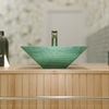 Green Square Tempered Glass Vessel Bathroom Sink TIS-286G