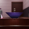 Purple Square Frosted Glass Vessel Bathroom Sink, TIS-286P