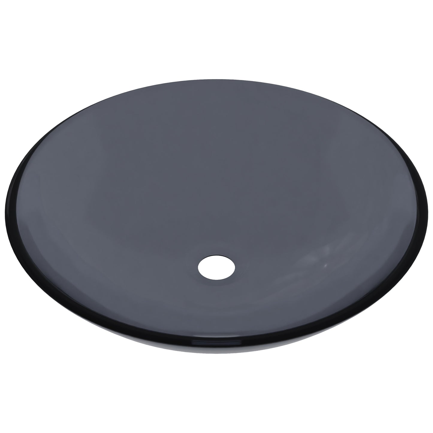 Clear Slate Grey Round Shallow Glass Vessel Bath Sink TIS-316G