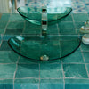 Clear Green Oval Slipper Glass Vessel Sink TIS-324GN