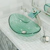 Clear Green Oval Slipper Glass Vessel Sink TIS-324GN