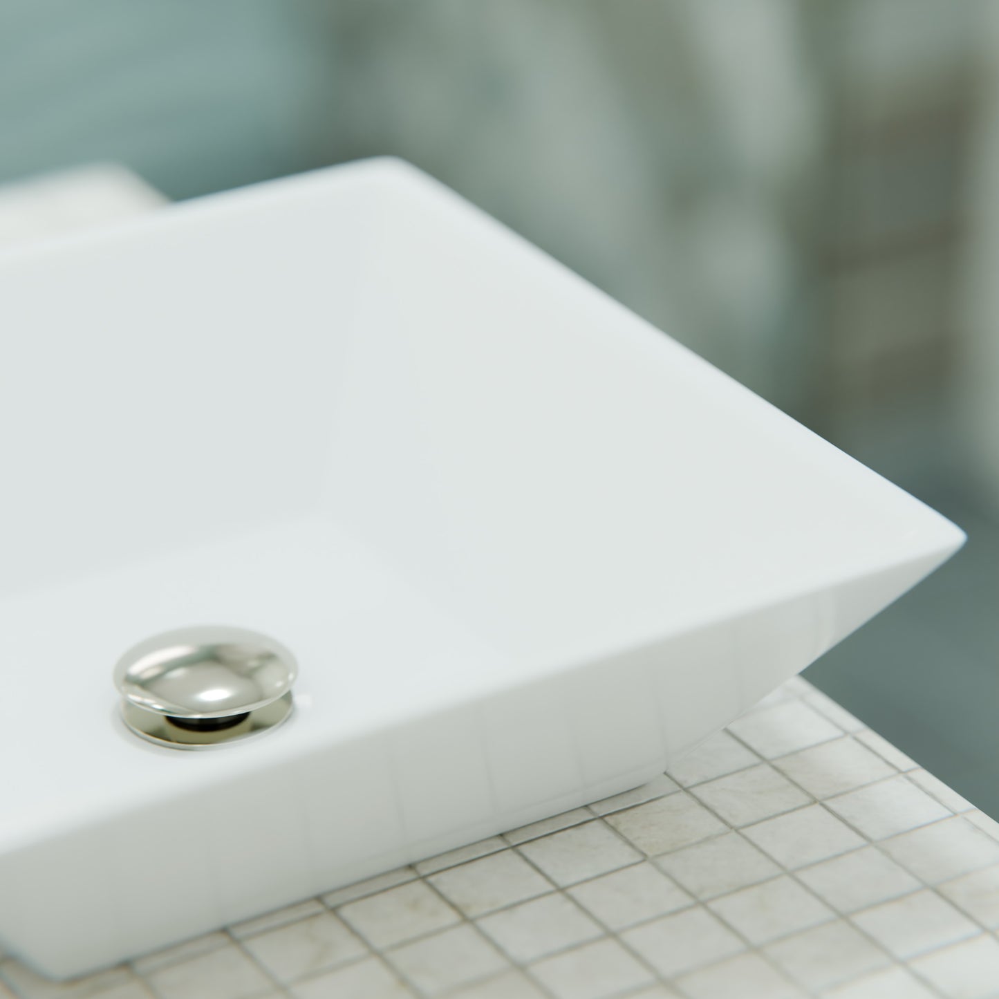 Contemporary square white porcelain vessel bathroom sink by Novatto, traditional design with smooth surface and modern style.