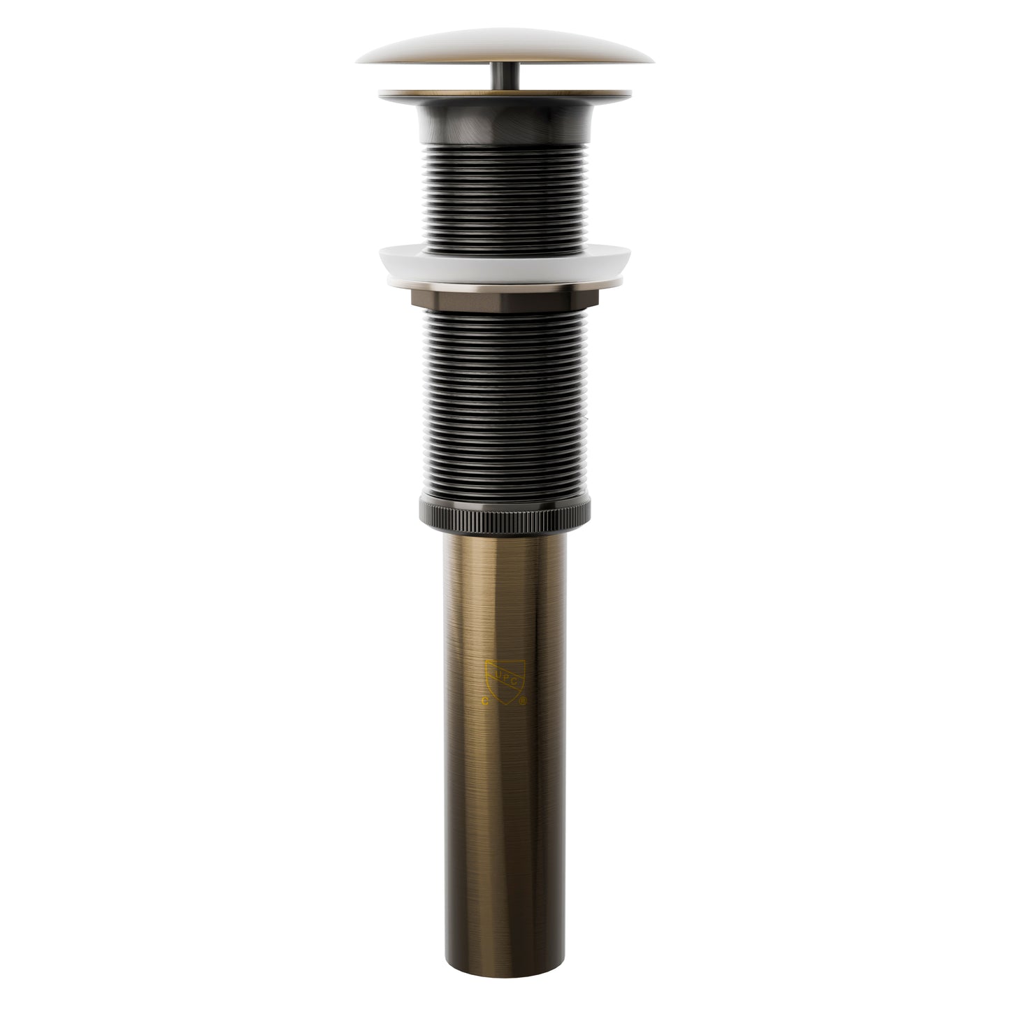 Novatto umbrella drain accessory without overflow, showing a sleek metal drain fitting for bathroom sinks or tubs.