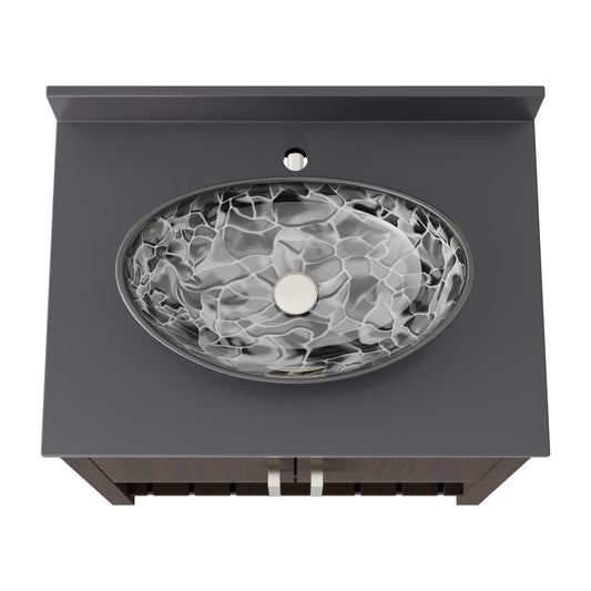 30-inch Novatto bathroom vanity with storm grey quartz countertop and integrated sink, modern accessory for bathroom decor