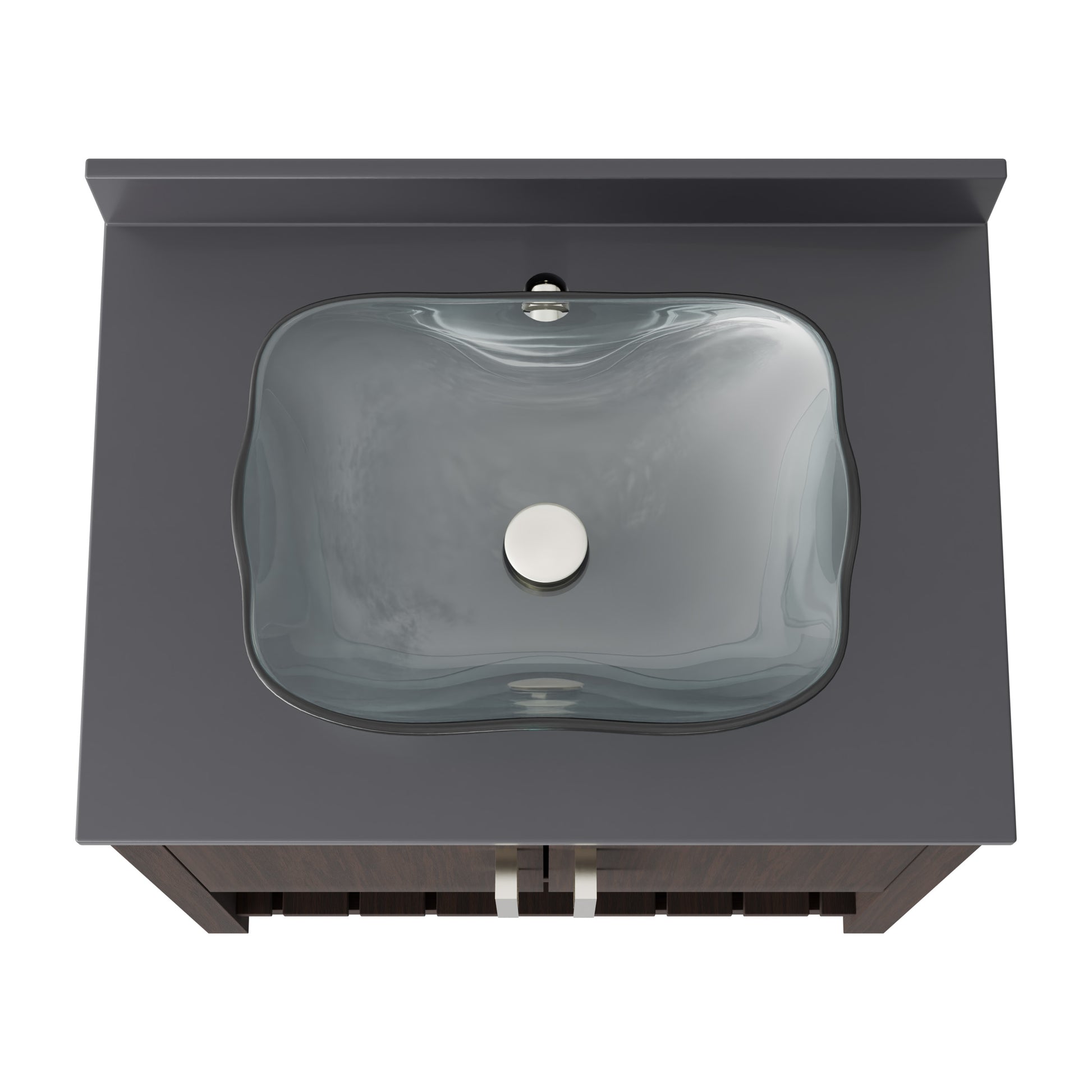 30-inch Novatto bath vanity with storm grey quartz countertop and integrated sink, showcasing sleek modern bathroom accessory