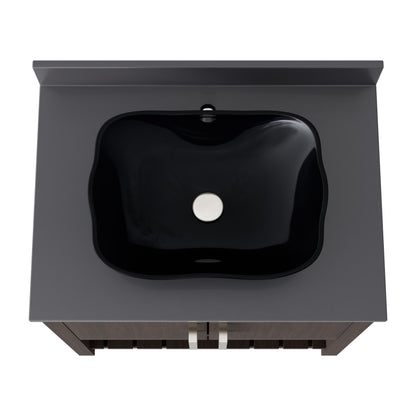 30-inch Novatto bath vanity with storm grey quartz countertop and integrated sink, showcasing sleek bathroom accessory design.