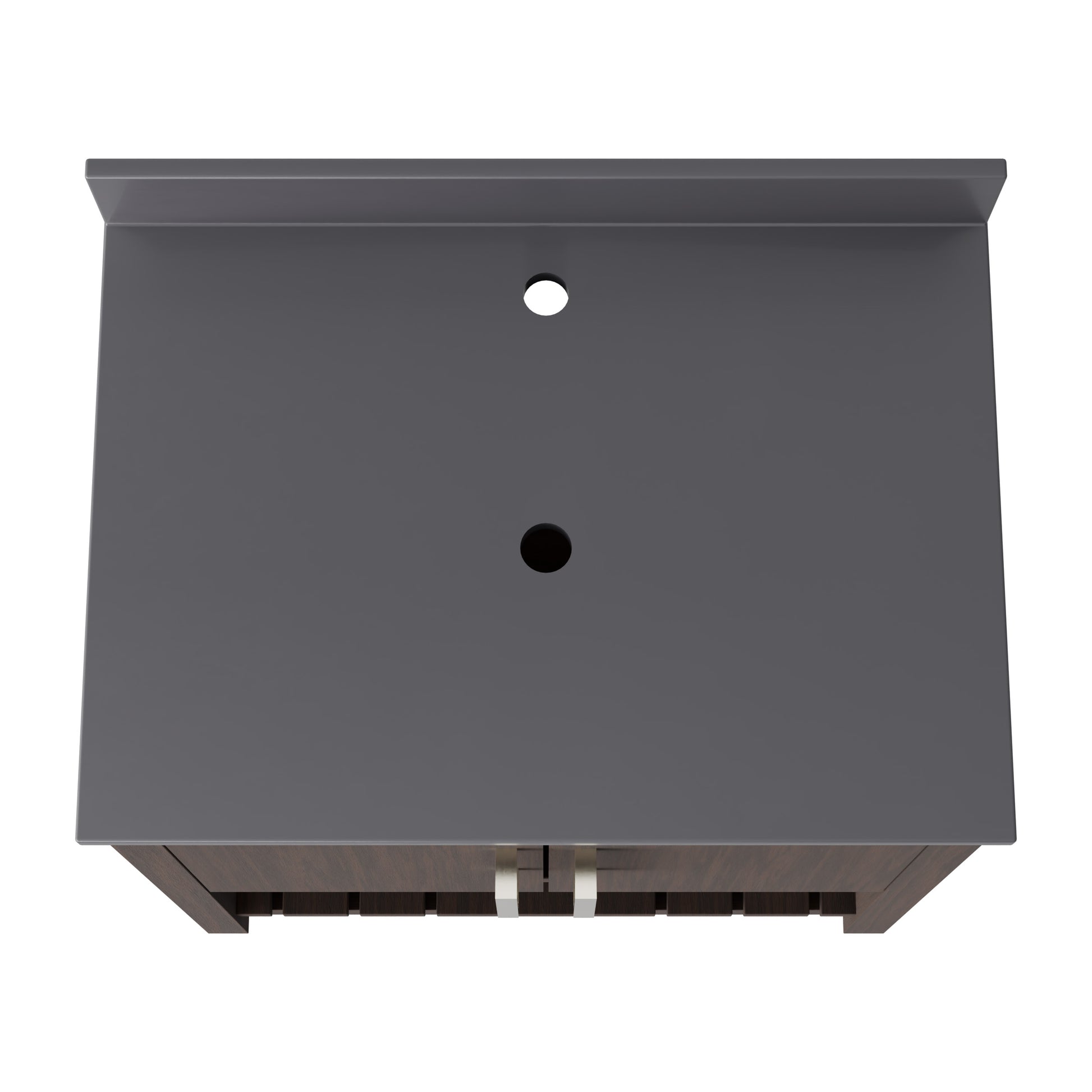30-inch Novatto vanity with storm grey quartz countertop, showcasing sleek design and modern bathroom accessory.