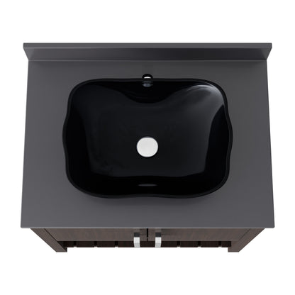 30-inch Novatto bath vanity with storm grey quartz countertop and integrated sink, showcasing sleek bathroom accessory design.