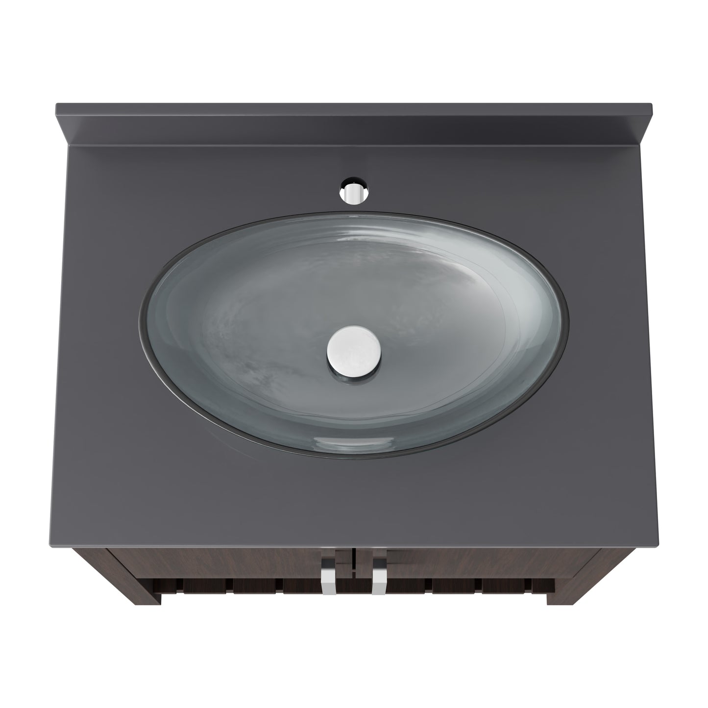 Novatto 30-inch bath vanity with storm grey quartz countertop and sink, modern bathroom accessory with sleek design.