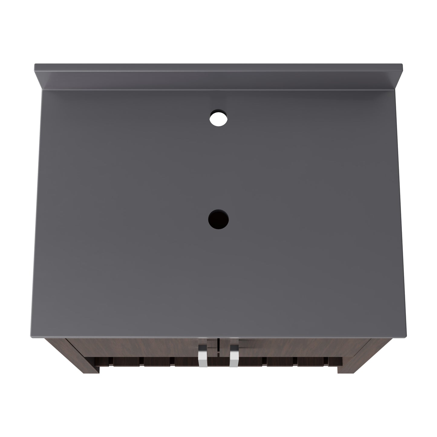 30-inch Novatto vanity with storm grey quartz countertop, modern bathroom accessory with sleek design.