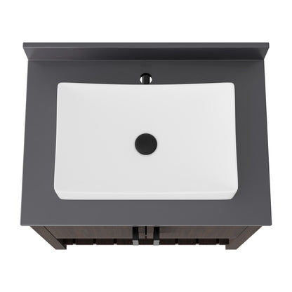 30-inch Novatto bath vanity with storm grey quartz countertop and integrated sink, shown from a front view.