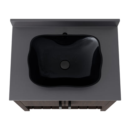 30-inch Novatto bath vanity with storm grey quartz countertop and integrated sink, showcasing sleek bathroom accessory design.