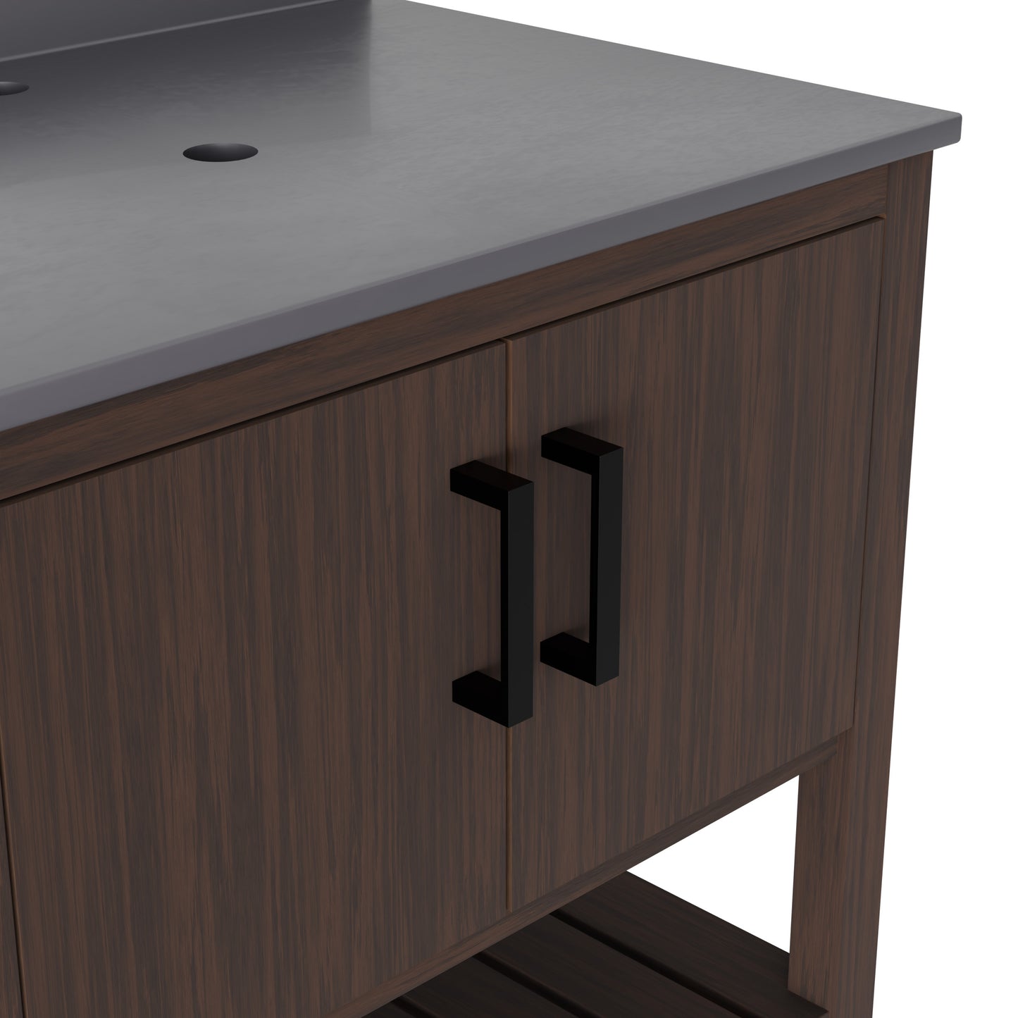 30-inch Novatto vanity with storm grey quartz countertop, stylish bathroom accessory with modern design.