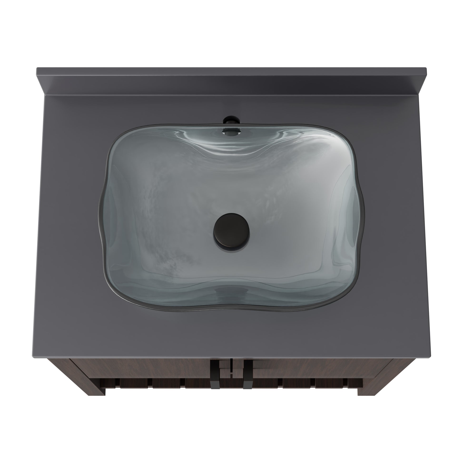 Novatto 30-inch bath vanity with storm grey quartz counter and integrated sink, modern bathroom accessory with sleek design.