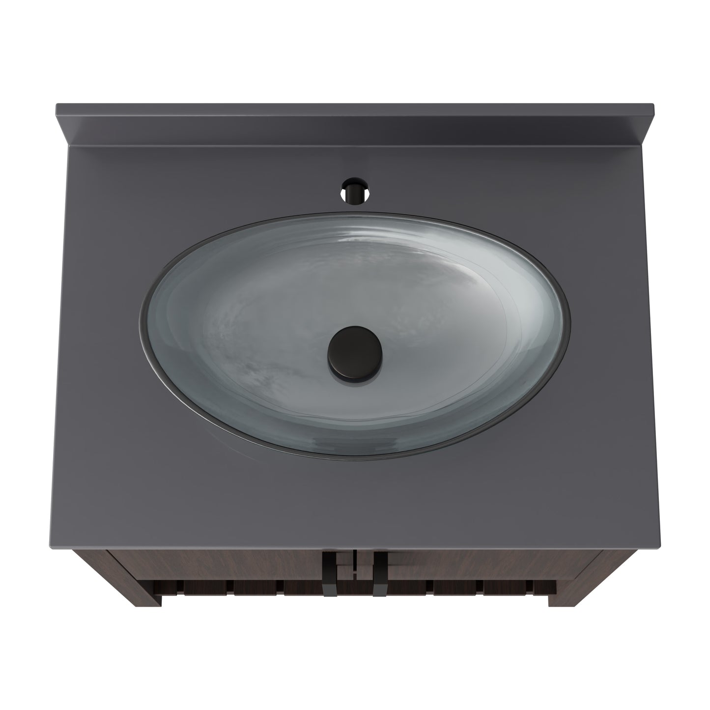 Novatto 30-inch bath vanity with storm grey quartz countertop and sink, showcasing sleek bathroom accessory design.