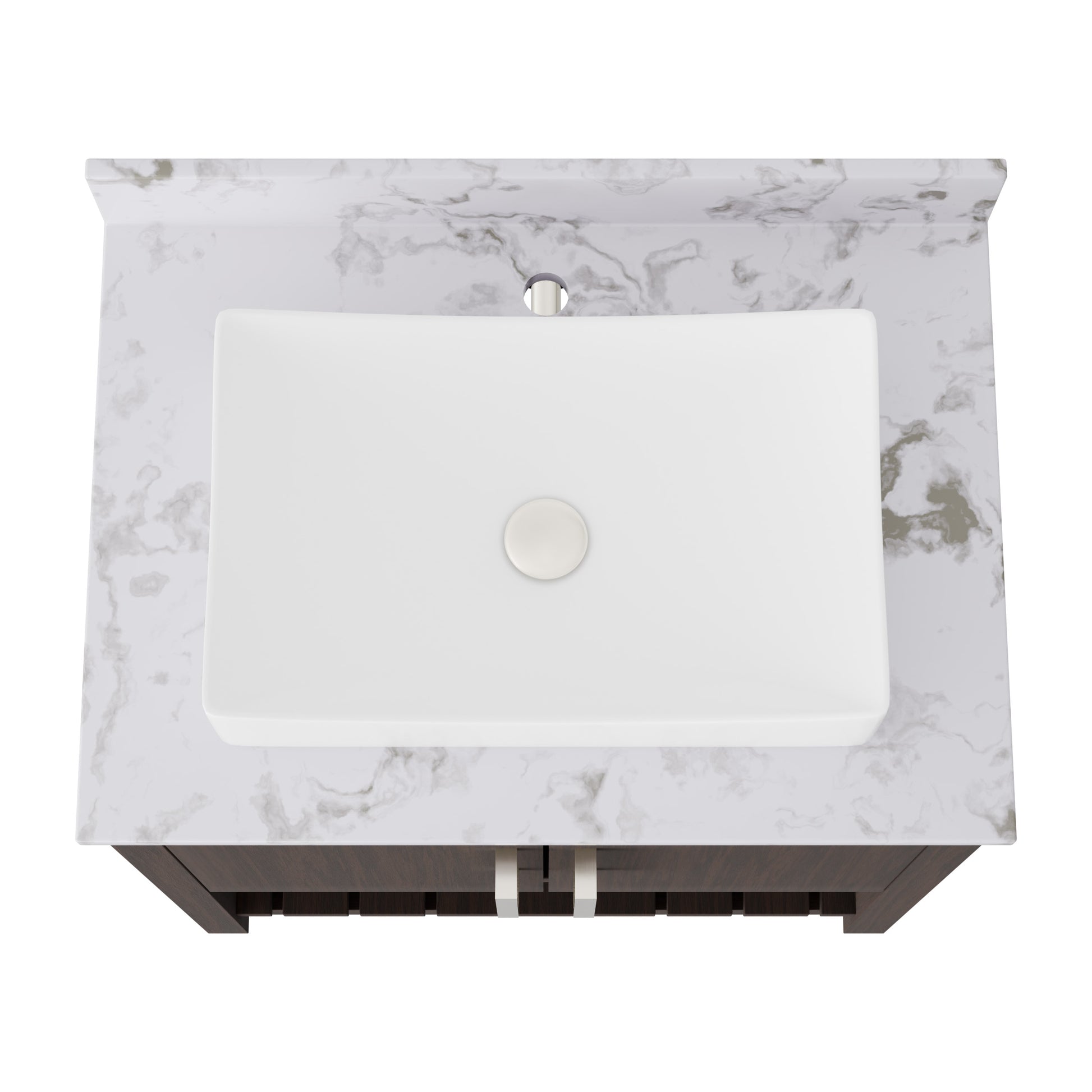 30-inch Novatto bath vanity with café mocha quartz countertop and sink, showcasing a modern bathroom accessory.