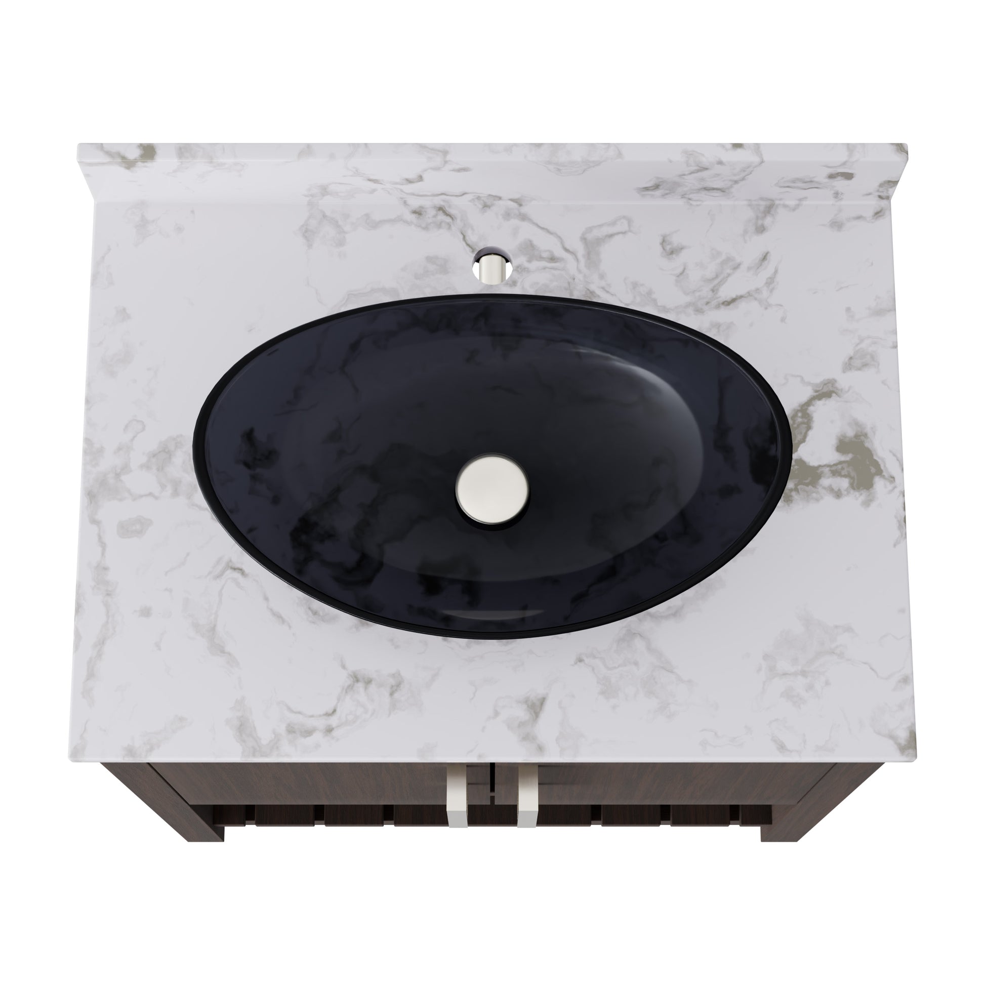 30-inch Novatto bath vanity with café mocha quartz counter and sink, showcasing sleek design and modern bathroom accessory.