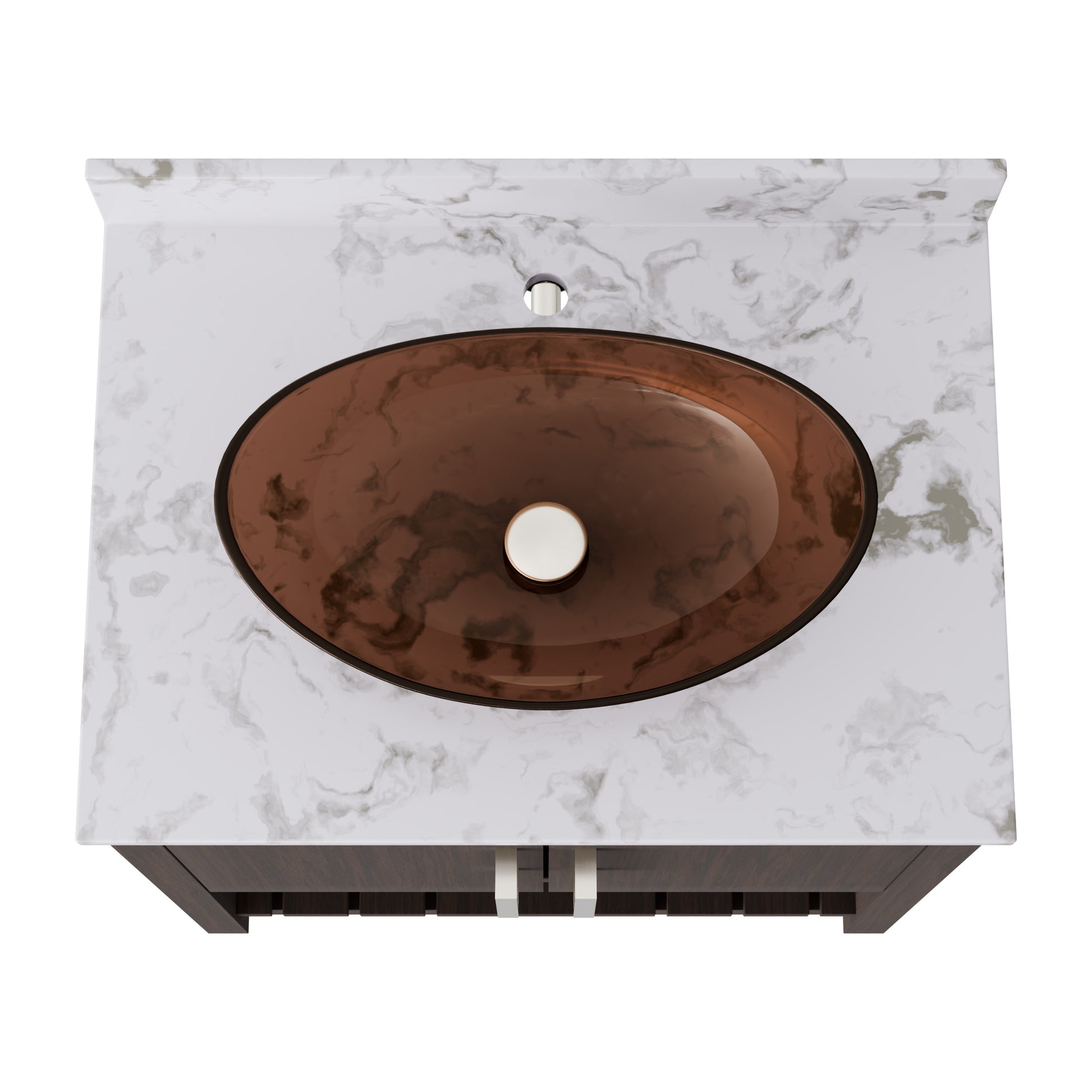 30-inch Novatto bath vanity with café mocha quartz countertop and sink, showcasing the stylish bathroom accessory.