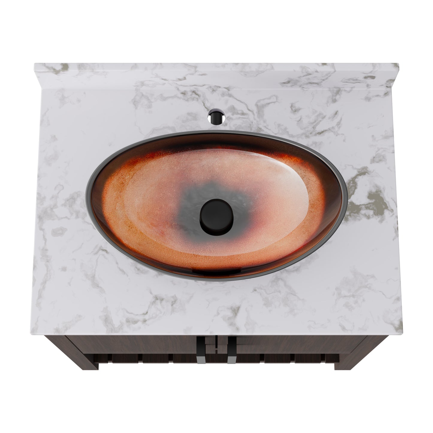 30-inch Novatto bath vanity with café mocha quartz countertop and integrated sink, modern bathroom accessory.