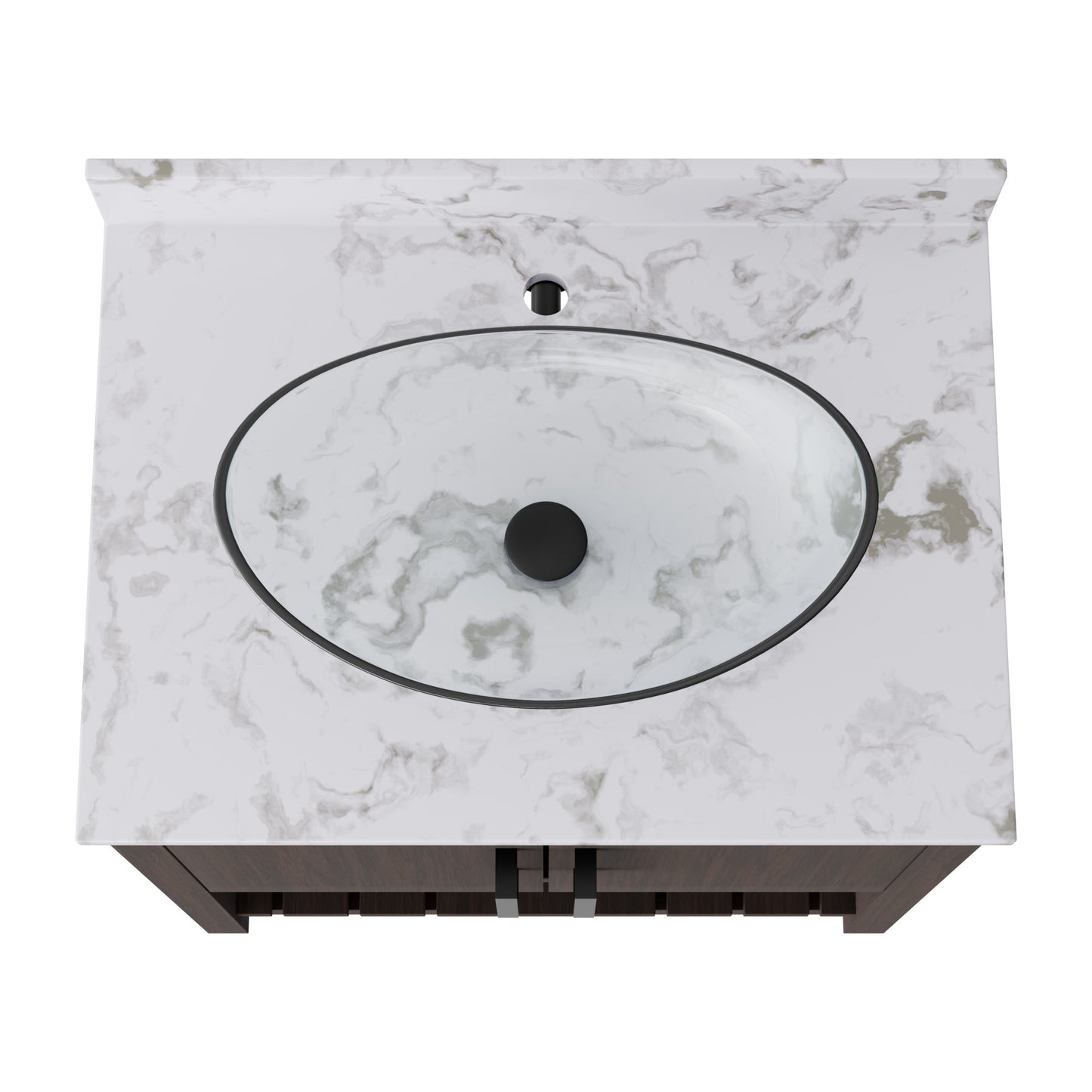 30-inch Novatto bath vanity with cafe mocha quartz countertop and sink, showcasing the stylish bathroom accessory.