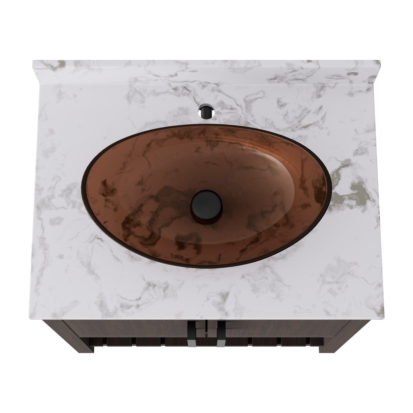 30-inch Novatto bath vanity with café mocha quartz counter and sink, showcasing sleek bathroom accessory design.