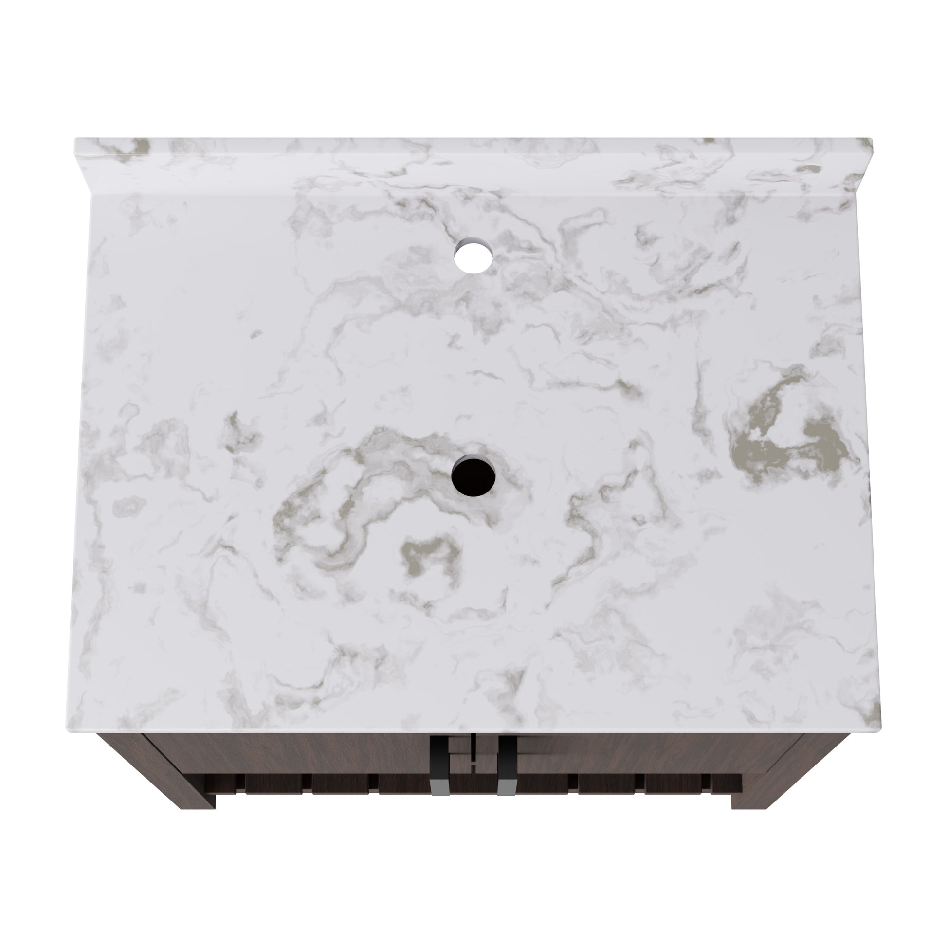 30-inch Novatto vanity with café mocha quartz countertop, showcasing the sleek bathroom accessory and modern design.