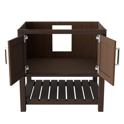 30-inch Novatto Café Mocha bath vanity accessory with a sleek design, shown in a modern bathroom setting.