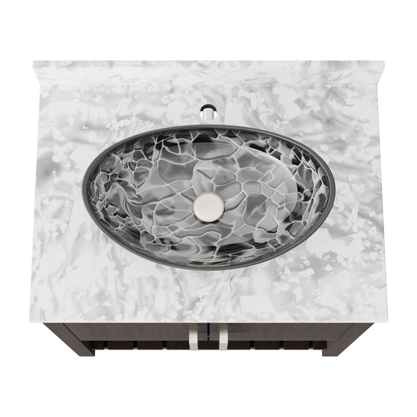 Novatto 30-inch bath vanity with Carrara white marble countertop and integrated sink, modern bathroom accessory.