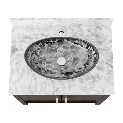 Novatto 30-inch bath vanity with Carrara white marble countertop and integrated sink, modern bathroom accessory.
