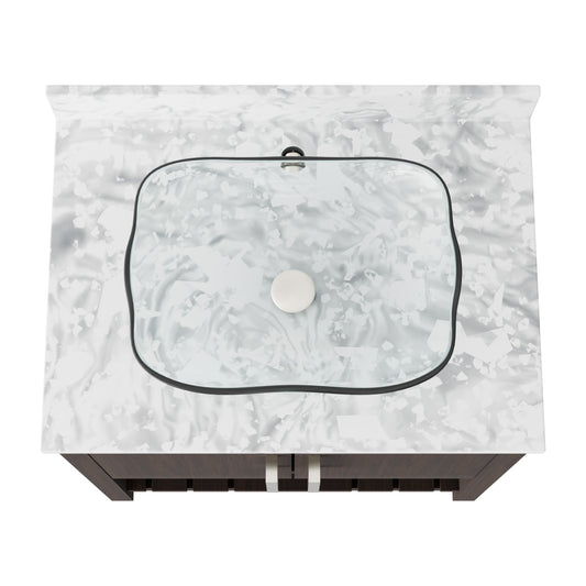 30-inch Novatto bath vanity with Carrara white marble counter and sink, featuring a sleek, modern design and ample storage space.