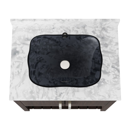 Novatto 30-inch bath vanity with Carrara white marble counter and sink, showcasing elegant bathroom accessory design.