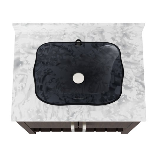 Novatto 30-inch bath vanity with Carrara white marble counter and sink, showcasing elegant bathroom accessory design.
