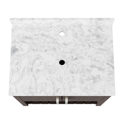 30-inch Novatto vanity with Carrara white marble countertop, modern bathroom accessory with sleek design.