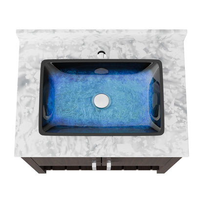 30-inch Novatto bath vanity with Carrara white marble countertop and sink, showcasing polished marble surface and modern design.