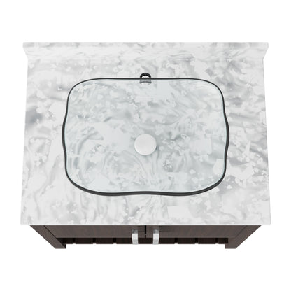 30-inch Novatto bath vanity with Carrara white marble countertop and integrated sink, featuring sleek modern design.