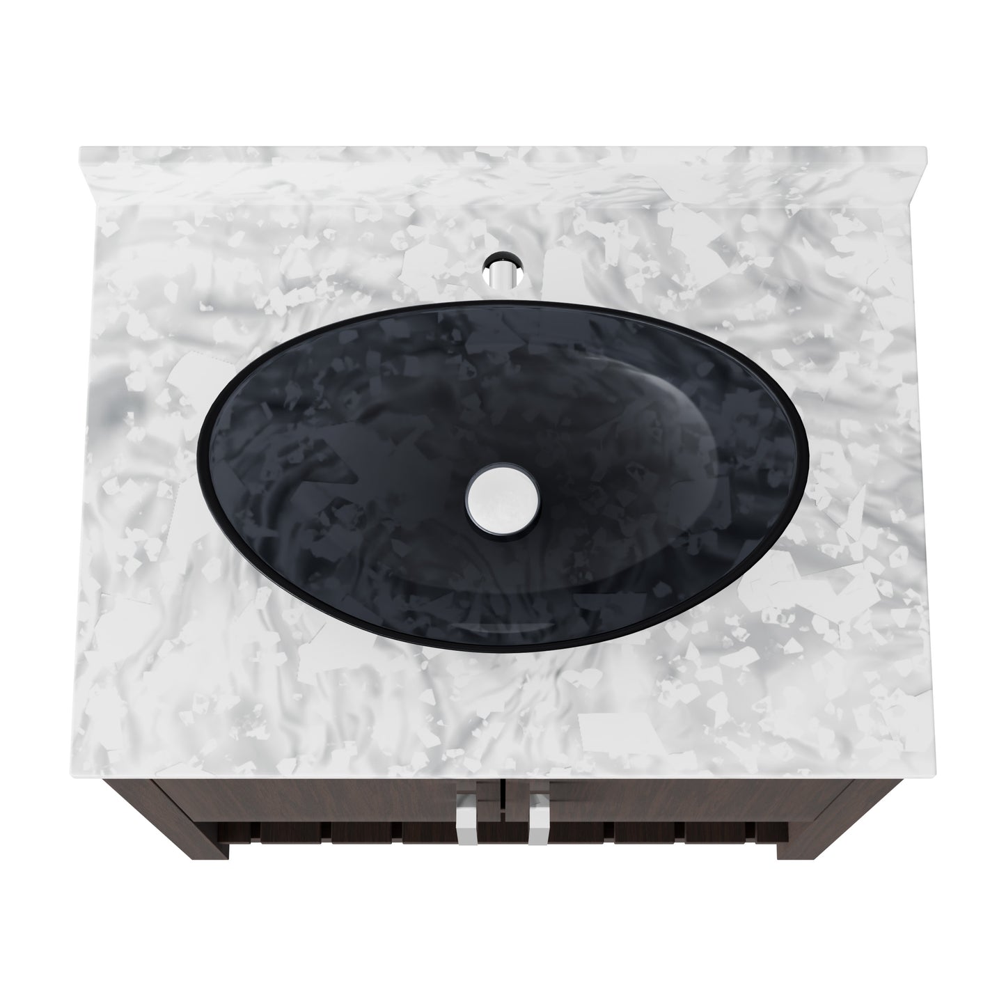 30-inch Novatto bath vanity with Carrara white marble countertop and integrated sink, showcasing a sleek bathroom accessory.