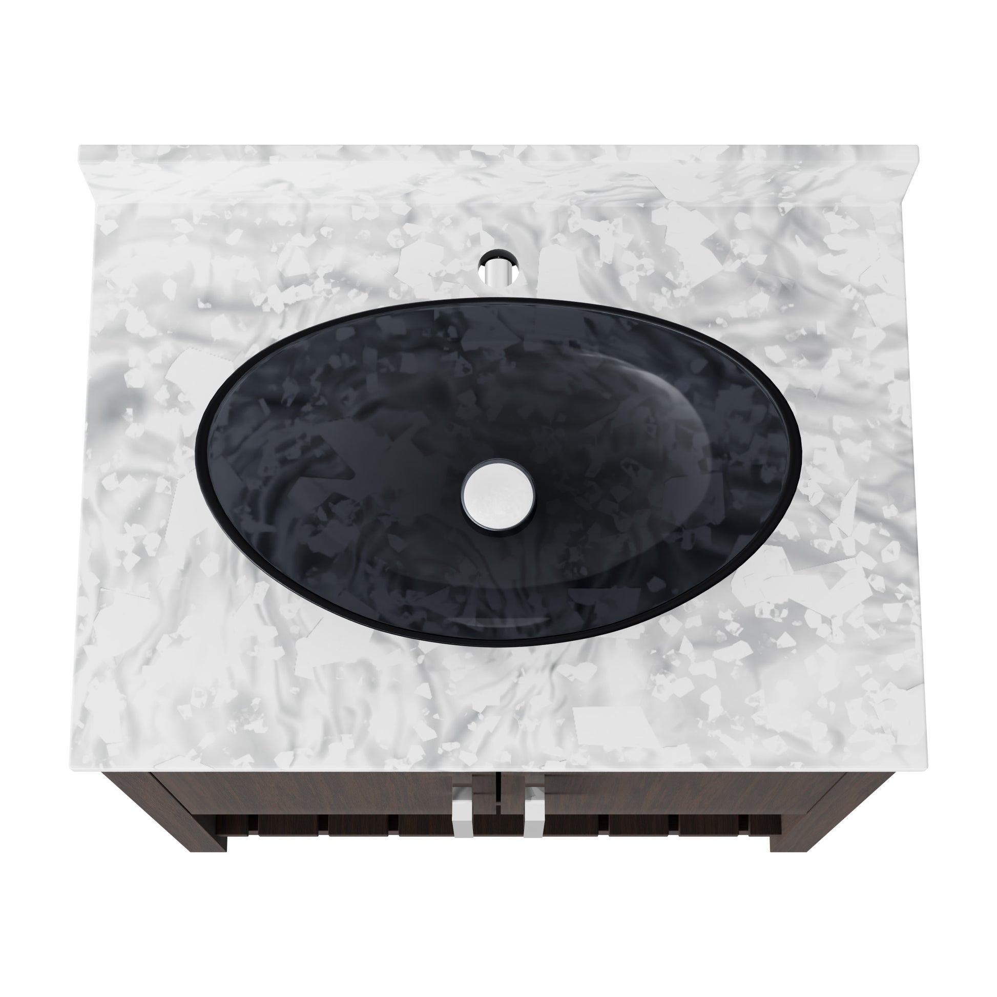 30-inch Novatto bath vanity with Carrara white marble countertop and integrated sink, showcasing a sleek bathroom accessory.