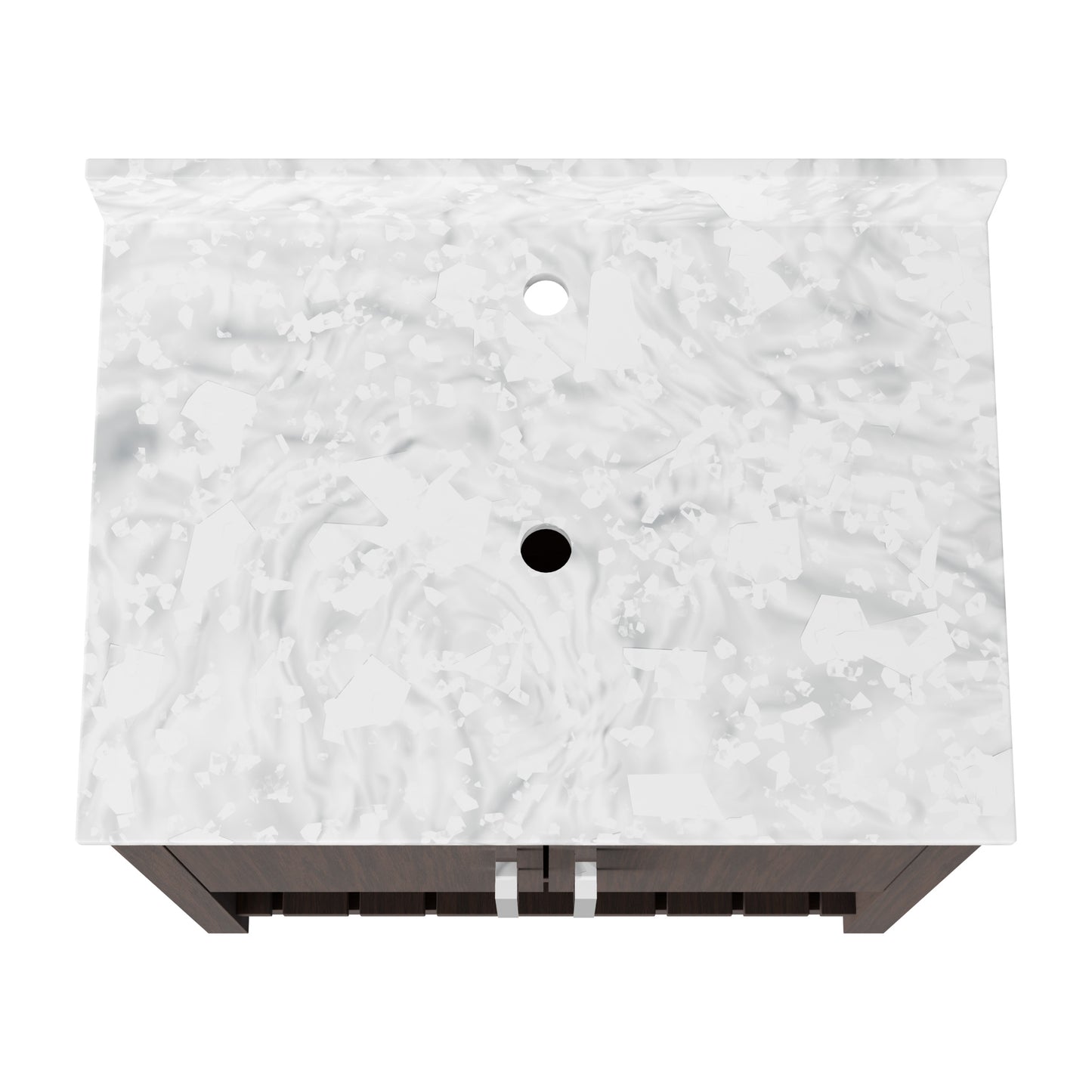 30-inch Novatto vanity with Carrara white marble countertop, modern bathroom accessory with sleek design and polished finish.