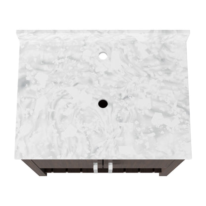 30-inch Novatto vanity with Carrara white marble countertop, modern bathroom accessory with sleek design and polished finish.