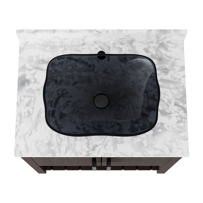 30-inch Novatto bath vanity with Carrara white marble countertop and integrated sink, showcasing modern bathroom accessory design.