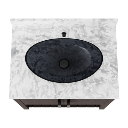 30-inch Novatto bathroom vanity with Carrara white marble counter and integrated sink, modern accessory for stylish bathrooms.
