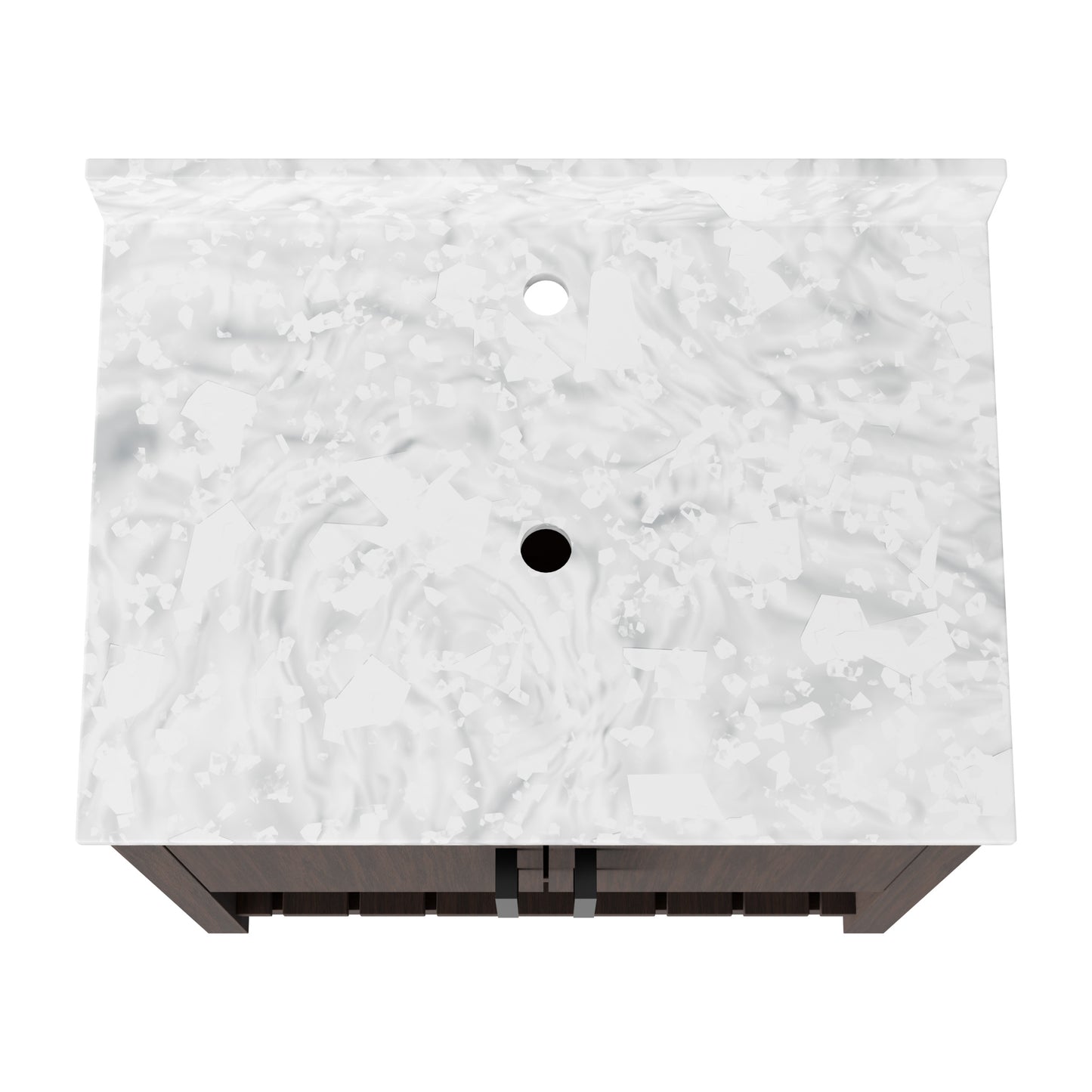 30-inch Novatto vanity with Carrara white marble countertop, showcasing a modern bathroom accessory with elegant white marble surface.